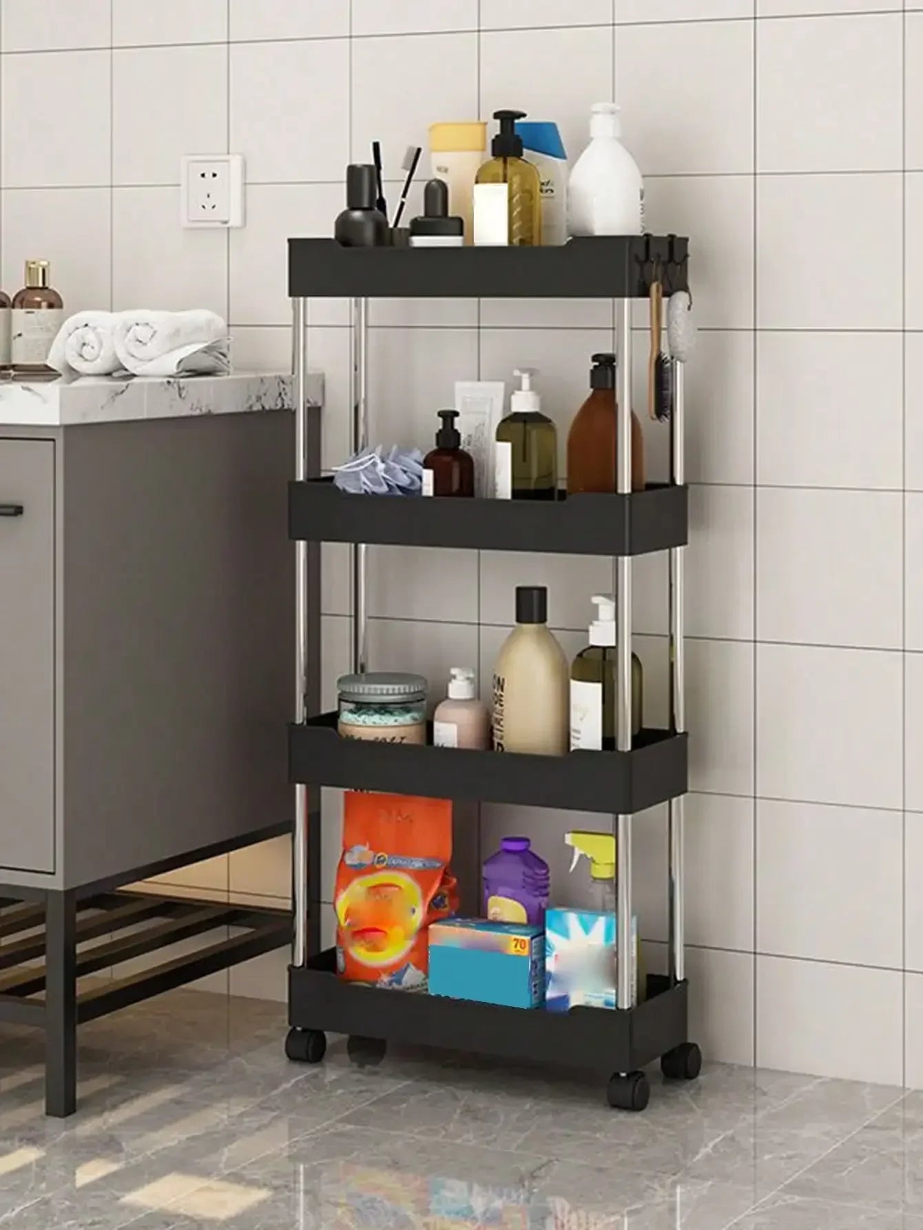 Rolling Utility Cart Storage Shelf Slide Organizer