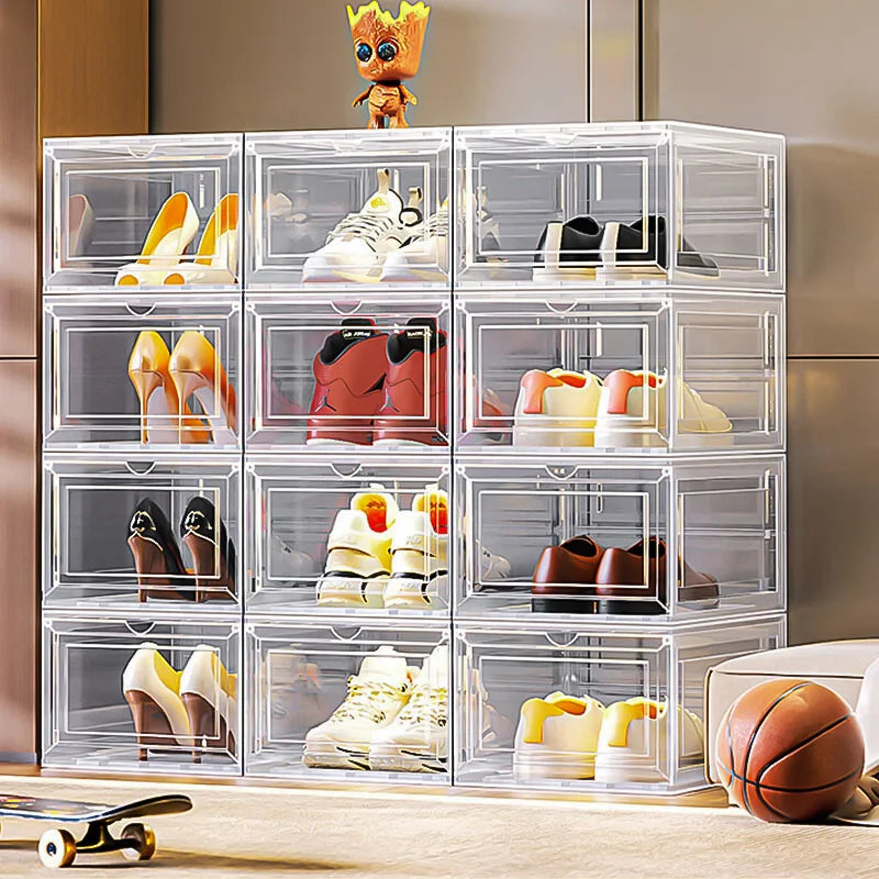 Clear Plastic Stackable,Shoe Storage Organizer with Lids