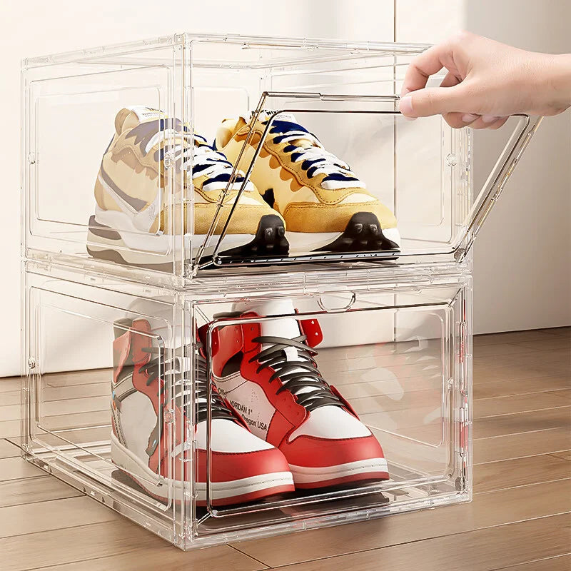 Clear Plastic Stackable,Shoe Storage Organizer with Lids