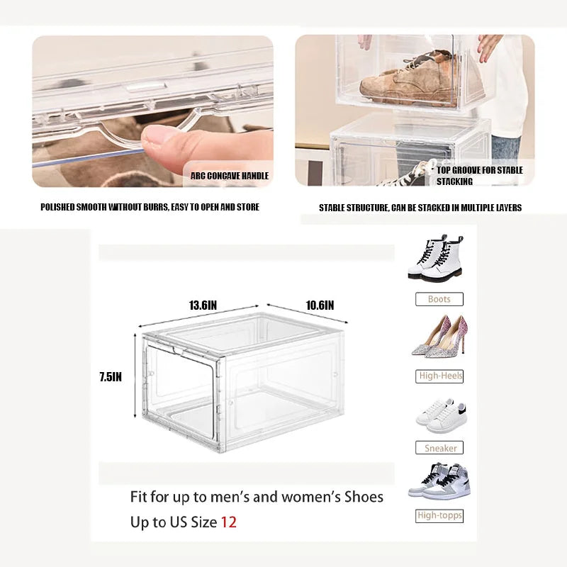 Clear Plastic Stackable,Shoe Storage Organizer with Lids