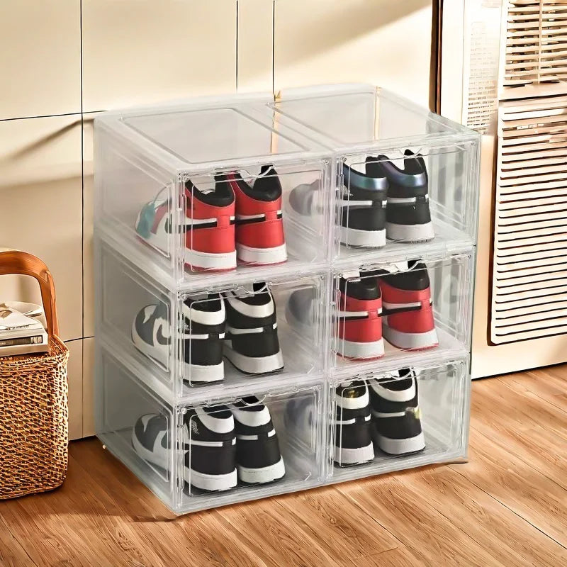 Clear Plastic Stackable,Shoe Storage Organizer with Lids