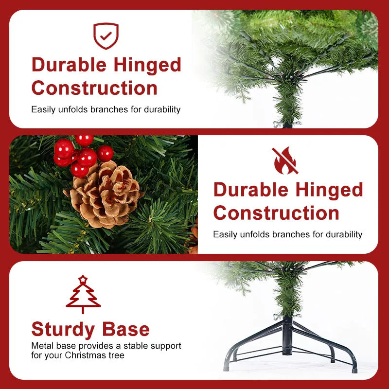 7FT/8FT Pre-Artificial Christmas Tree, with Metal Hinges 1000 PVC Branches
