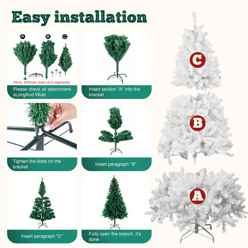7FT White Christmas Tree with Metal Base