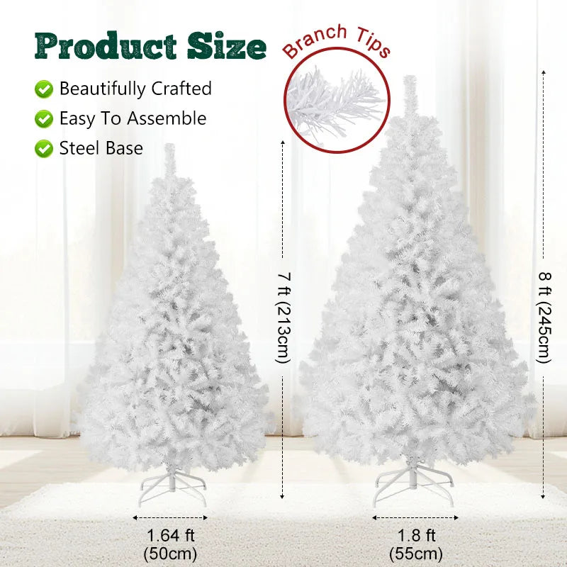 7FT White Christmas Tree with Metal Base