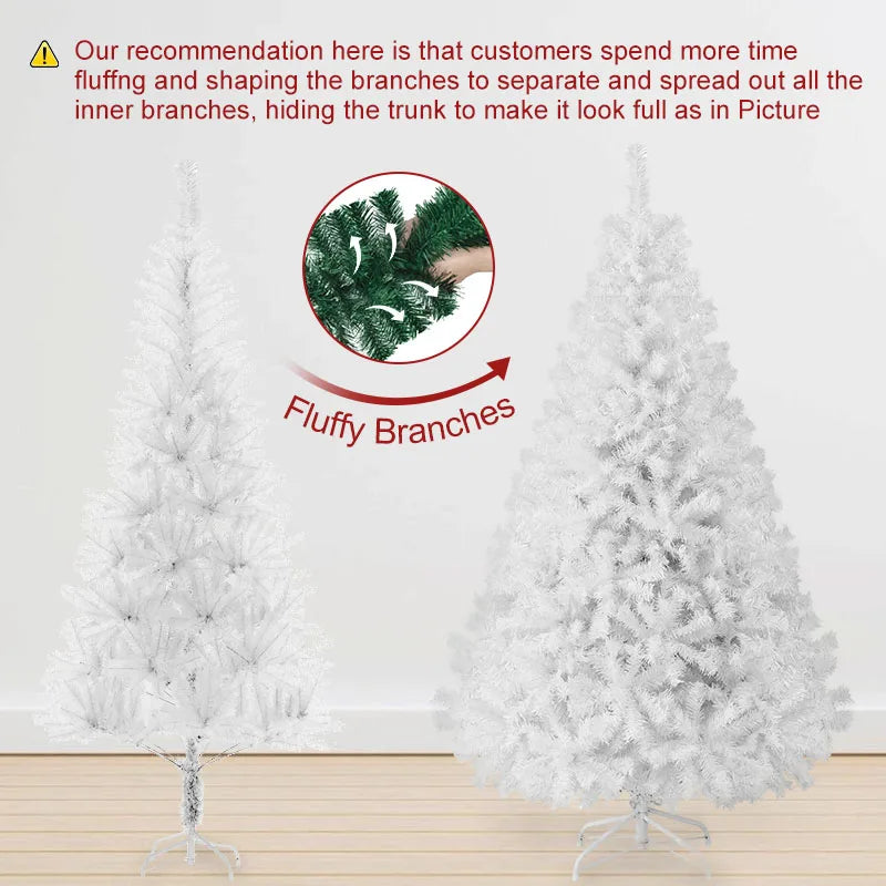 7FT White Christmas Tree with Metal Base