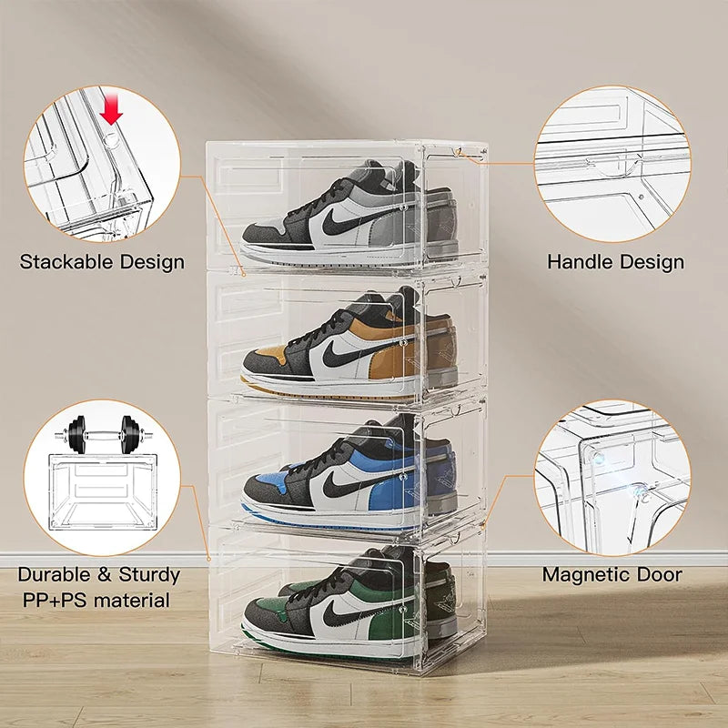 Clear Plastic Stackable,Shoe Storage Organizer with Lids