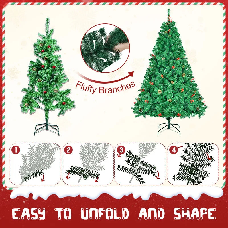 7FT/8FT Pre-Artificial Christmas Tree, with Metal Hinges 1000 PVC Branches