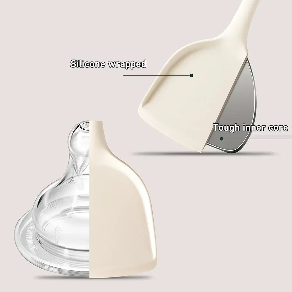 7Pcs Beige White Silicone Kitchenware Cooking Utensils