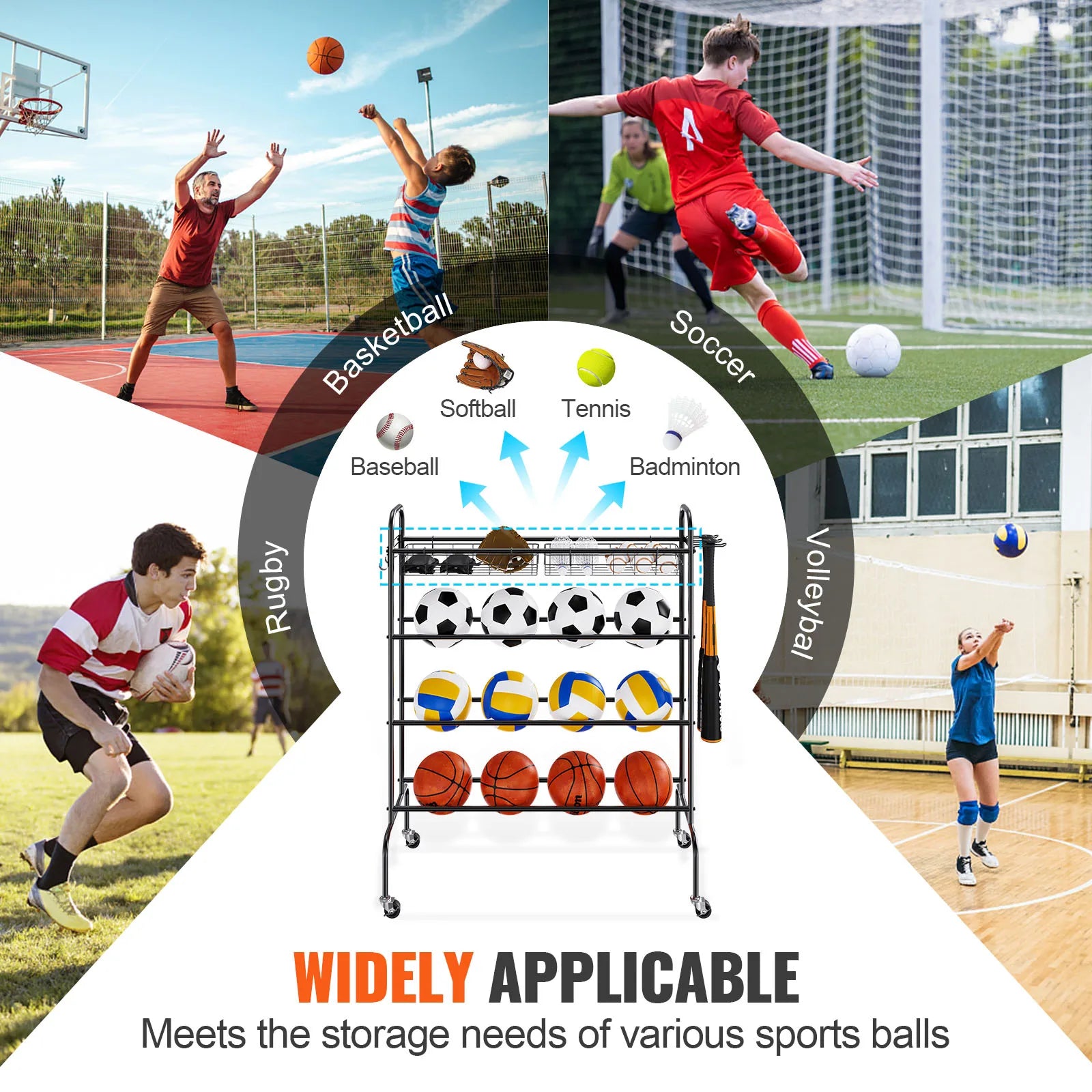 4-Layers Basketball Rack  Shooting Training Stand with Wheels