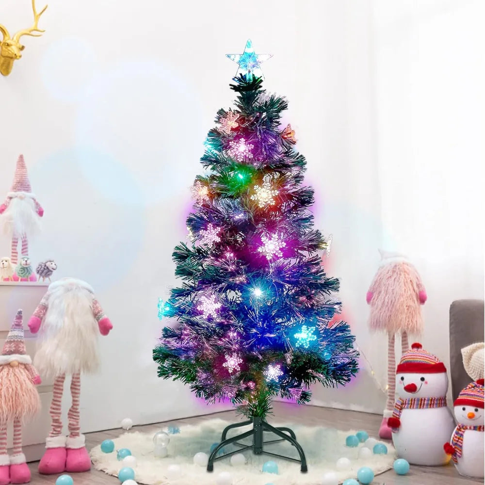 Pre-Lit Artificial Christmas Tree, Lighted Optical Fiber with RGB Color Changing LED Lights