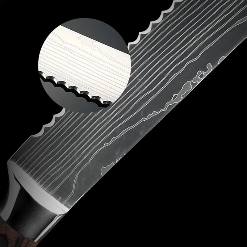 Sharp Chef Knife Stainless Steel Laser Damascus Style Cleaver