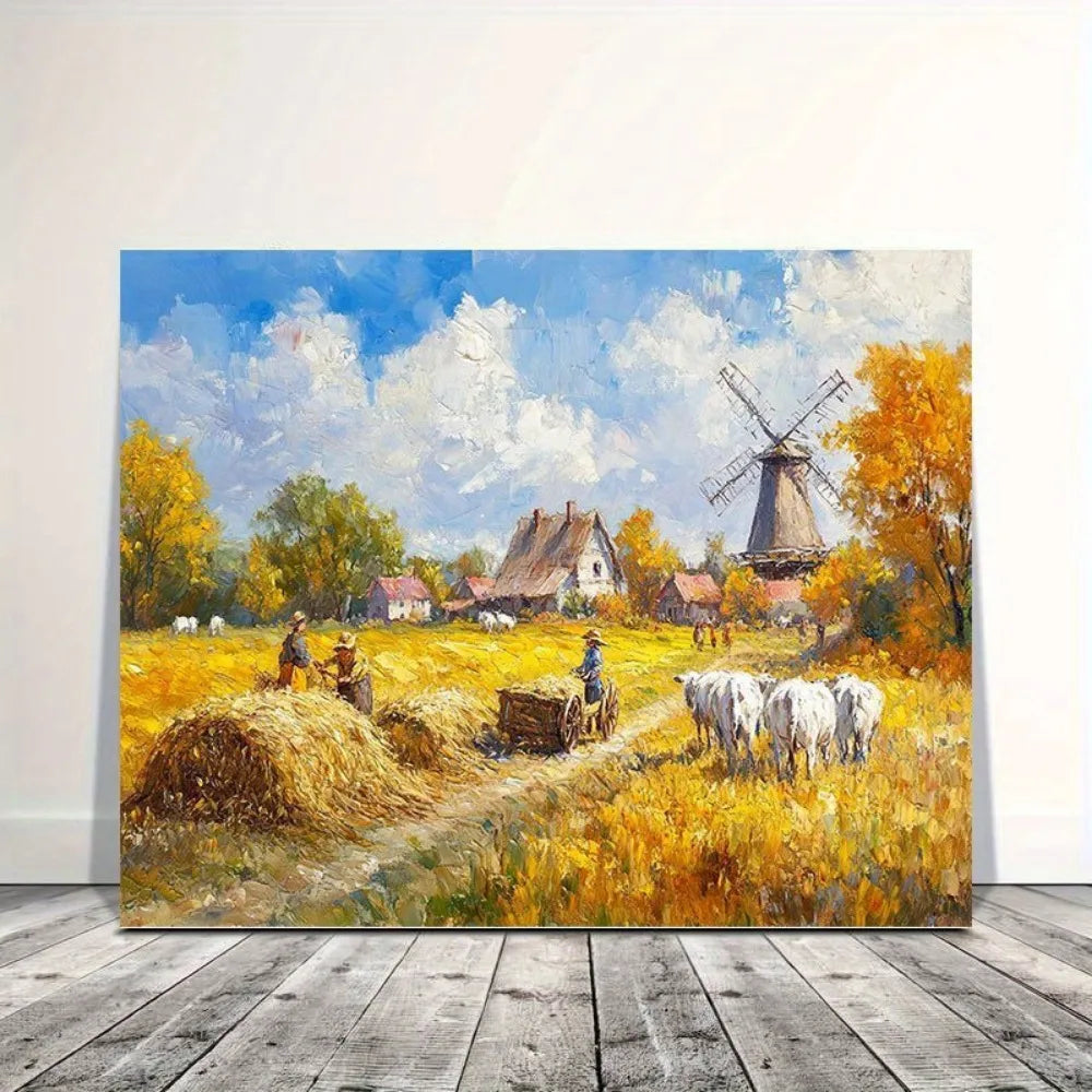 interior Art Deco mural walls decorated farmhouse view