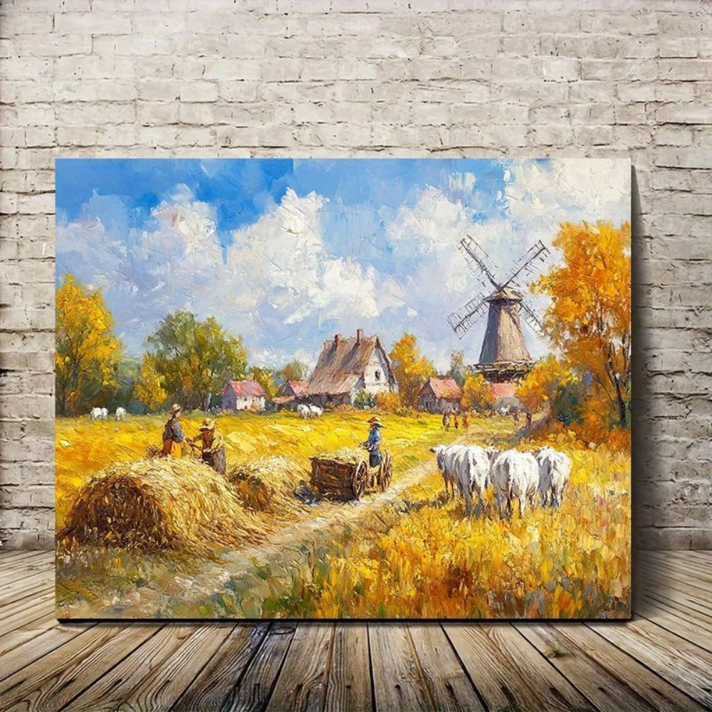interior Art Deco mural walls decorated farmhouse view