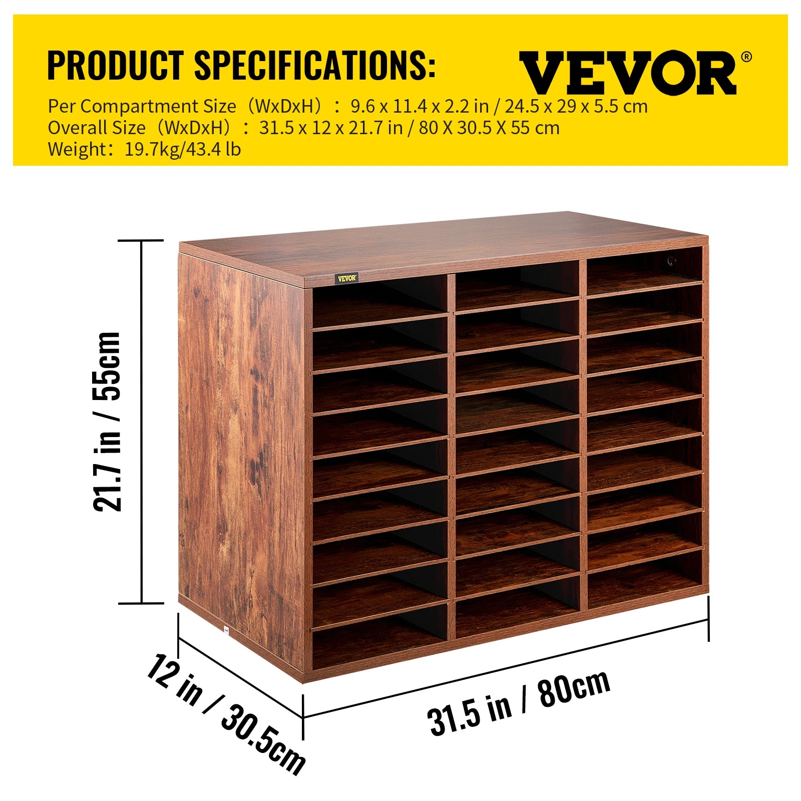Literature Organizers 5/12/24/36 Compartments Office Mailbox w/ Adjustable Shelves