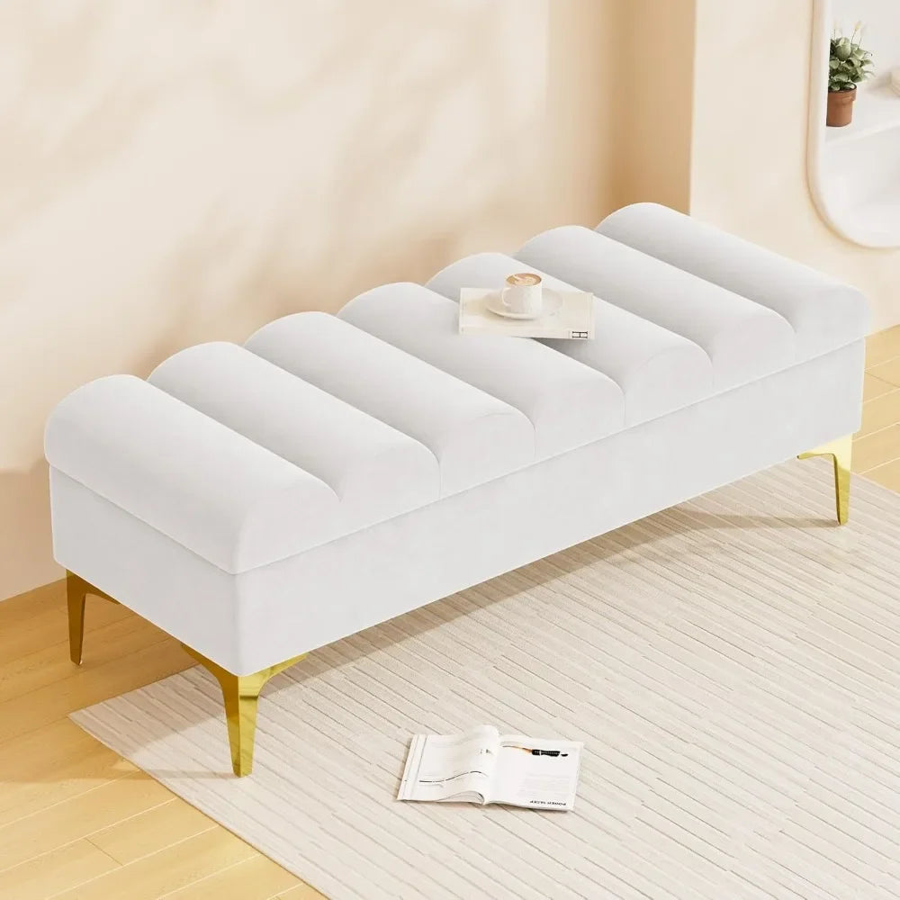 Storage Ottoman Bench for Bedroom with 420lbs Seating