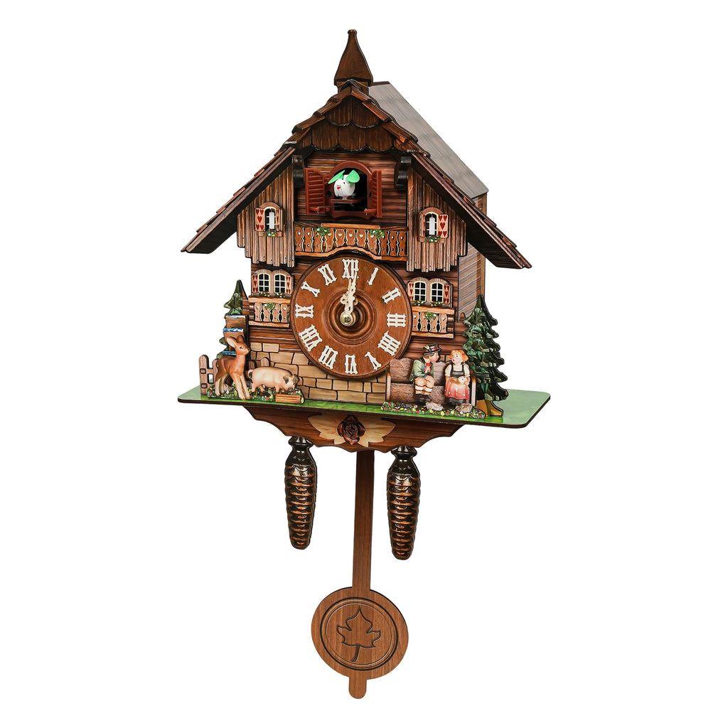 Cuckoo Retro Wooden Wall Clock with Pendulum