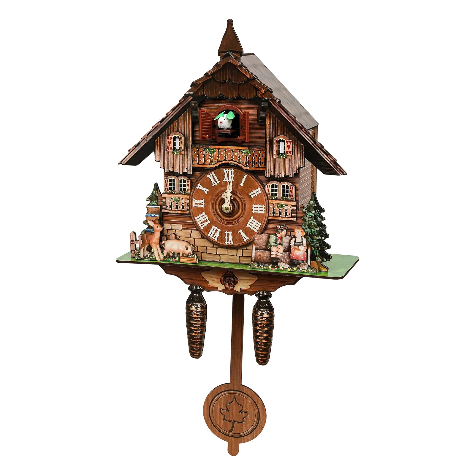 Cuckoo Retro Wooden Wall Clock with Pendulum