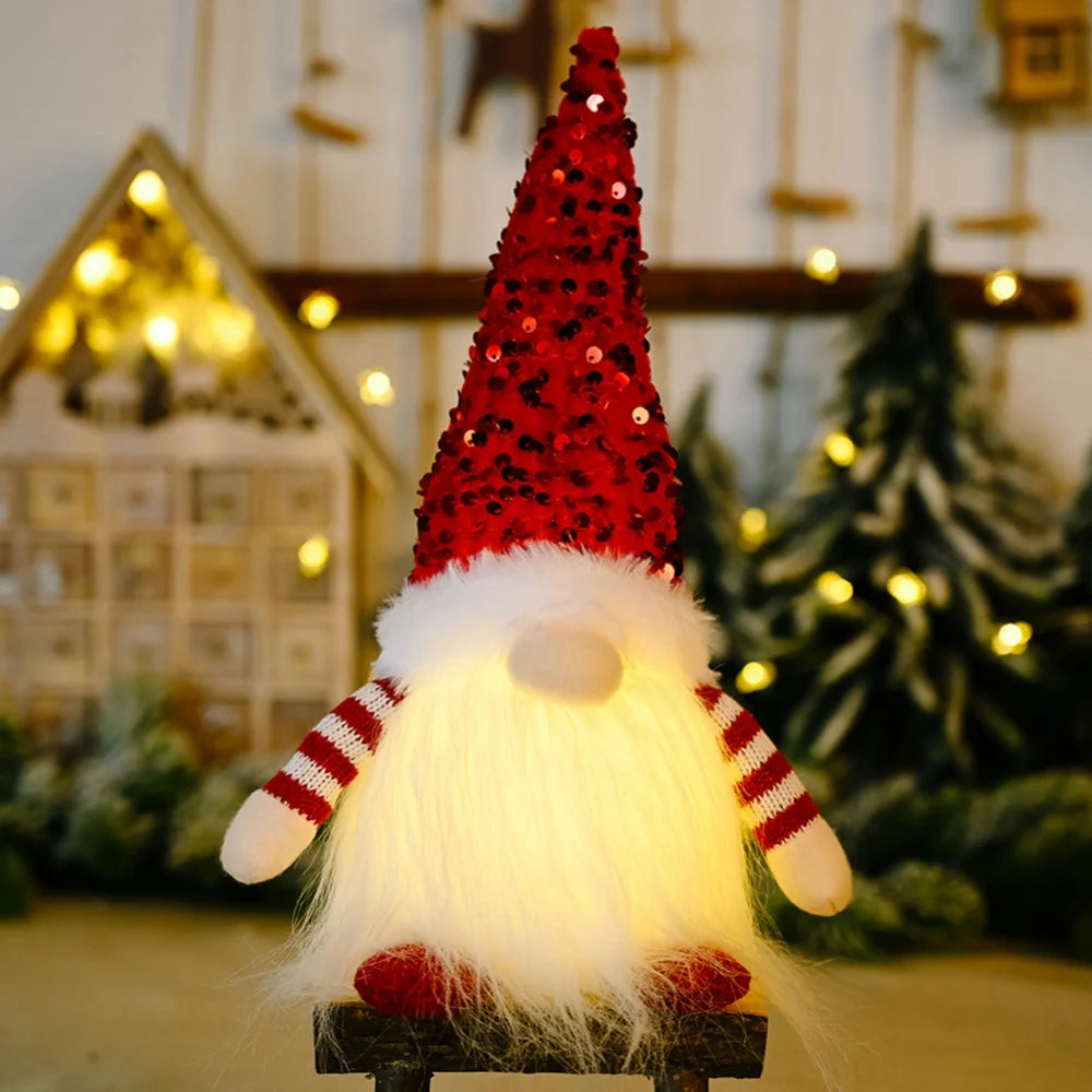 30cm Sequin Christmas Doll Elf Gnome Dolls with Led Light