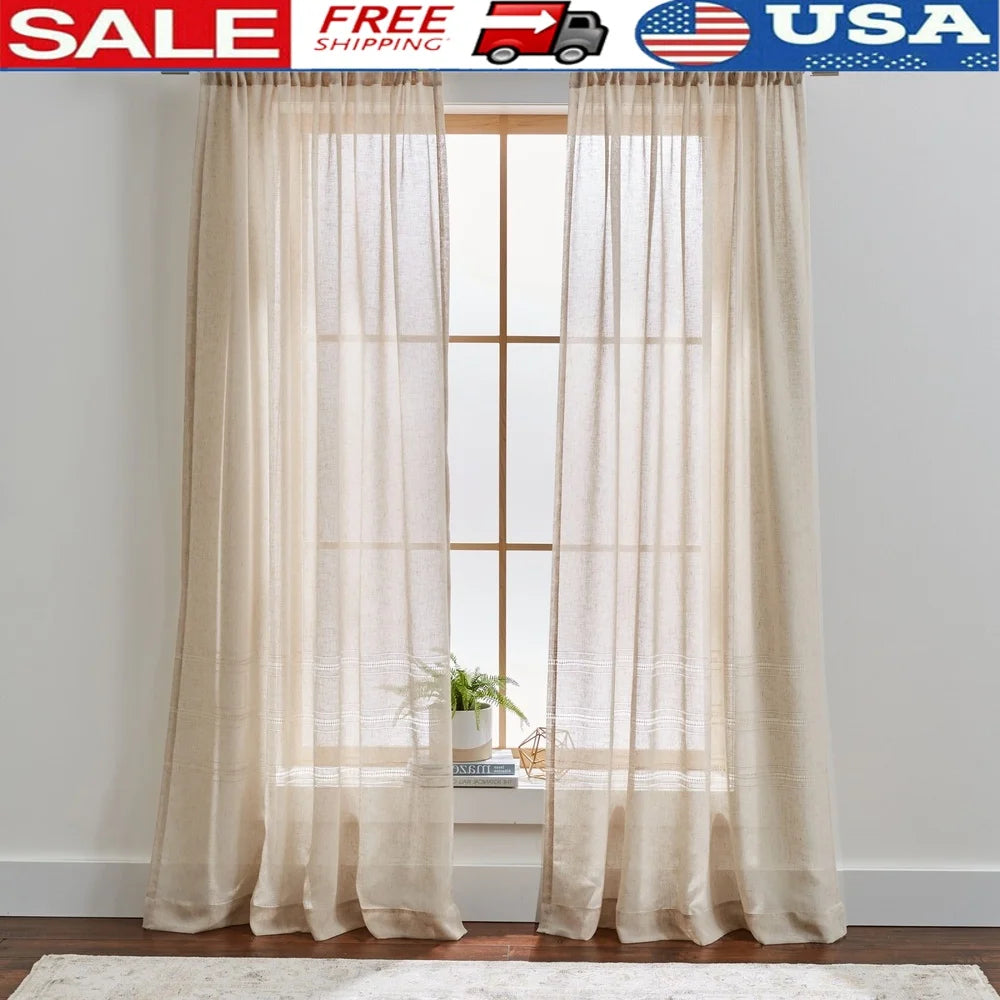 Single Curtain Panel Sheer Lightweight Papyrus Beige Home Décor