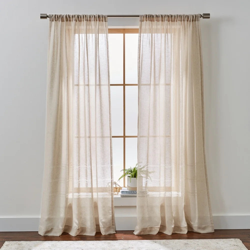 Single Curtain Panel Sheer Lightweight Papyrus Beige Home Décor