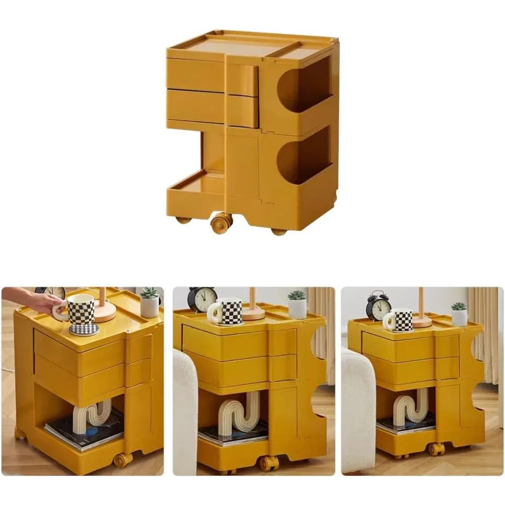 360° Rotating End Table - 2-Tier Modern Nightstand w/ Removable Shelves