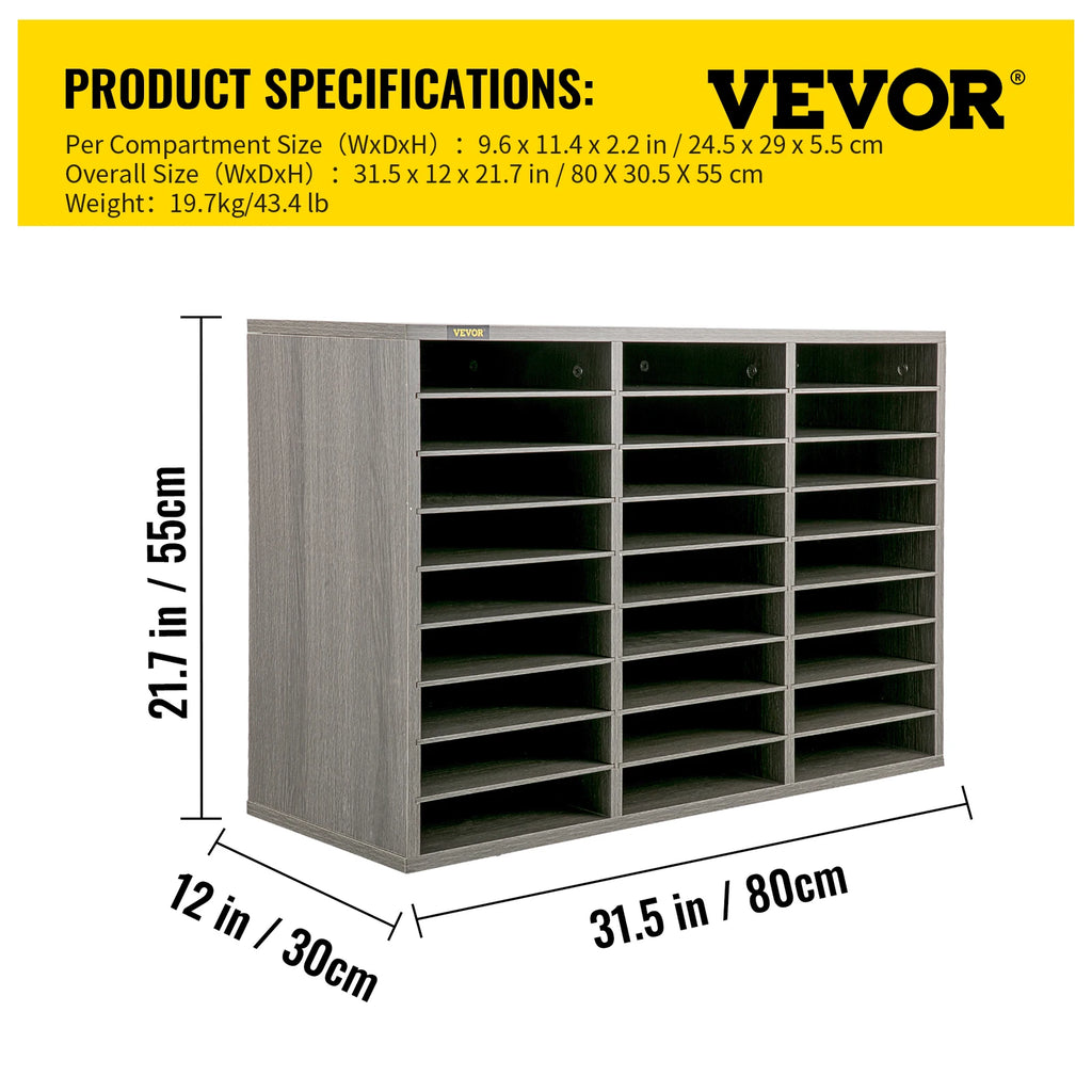 Literature Organizers 5/12/24/36 Compartments Office Mailbox w/ Adjustable Shelves
