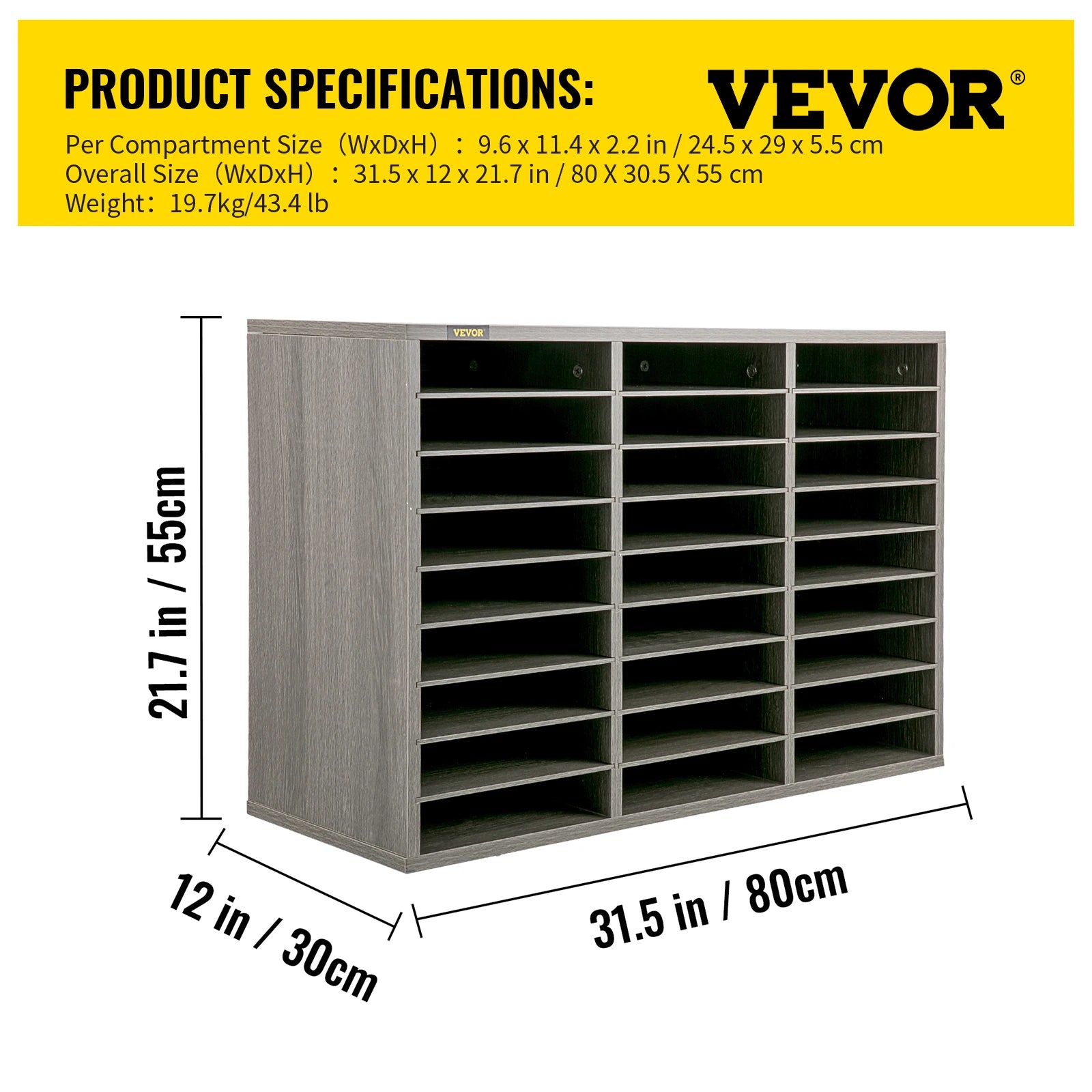 Literature Organizers 5/12/24/36 Compartments Office Mailbox w/ Adjustable Shelves
