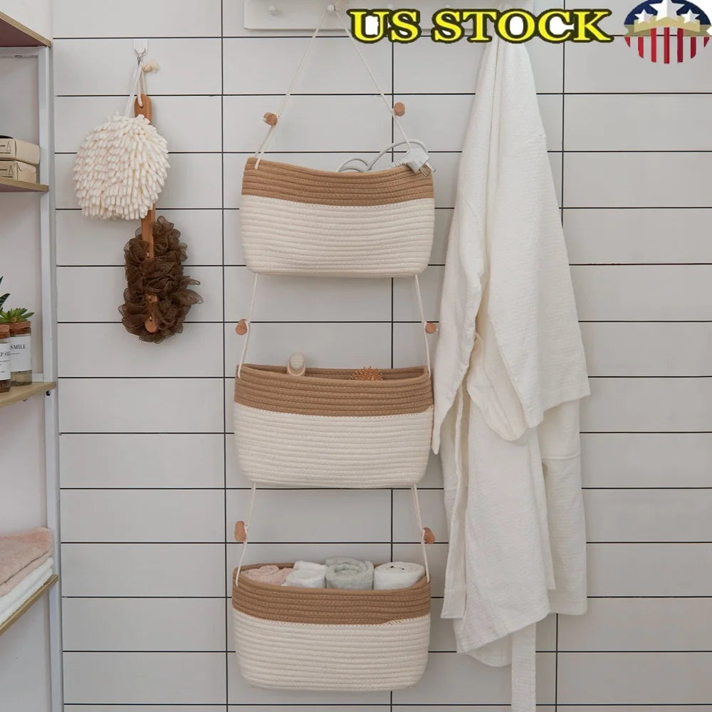 3 Tier Over Door Hanging Storage Basket Organizer