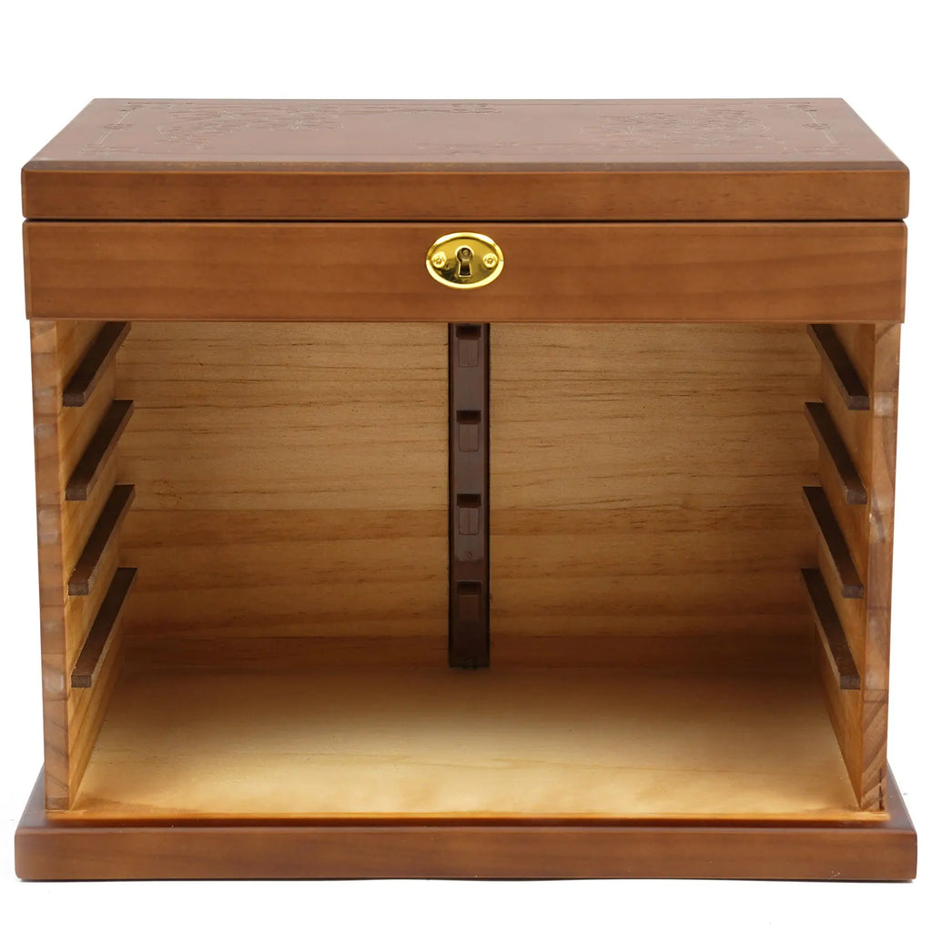 6 Tiers Wooden Jewelry Storage Box Organizer with Mirror and Lock