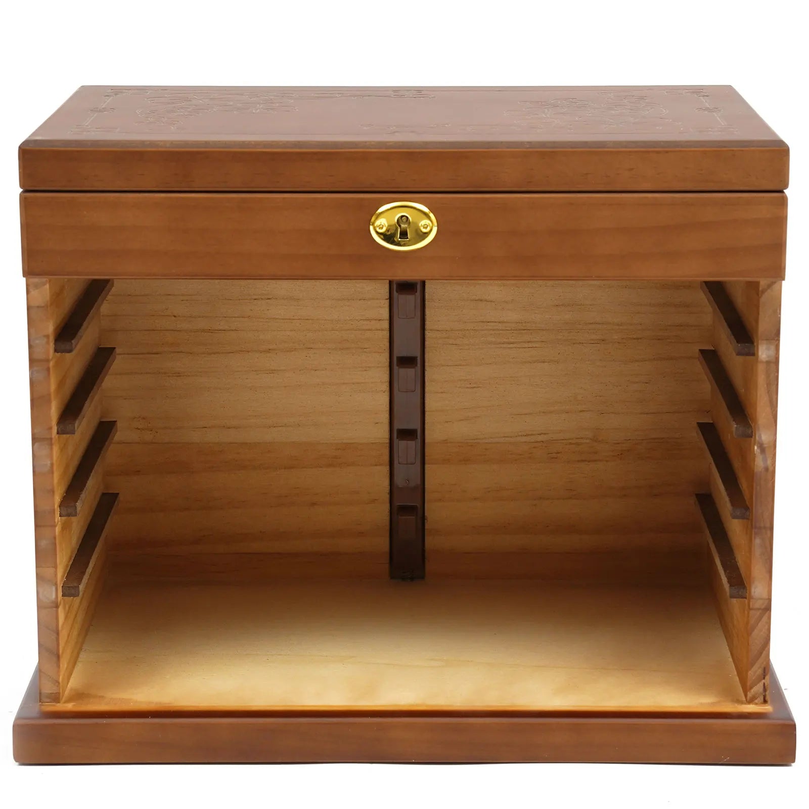 6 Tiers Wooden Jewelry Storage Box Organizer with Mirror and Lock
