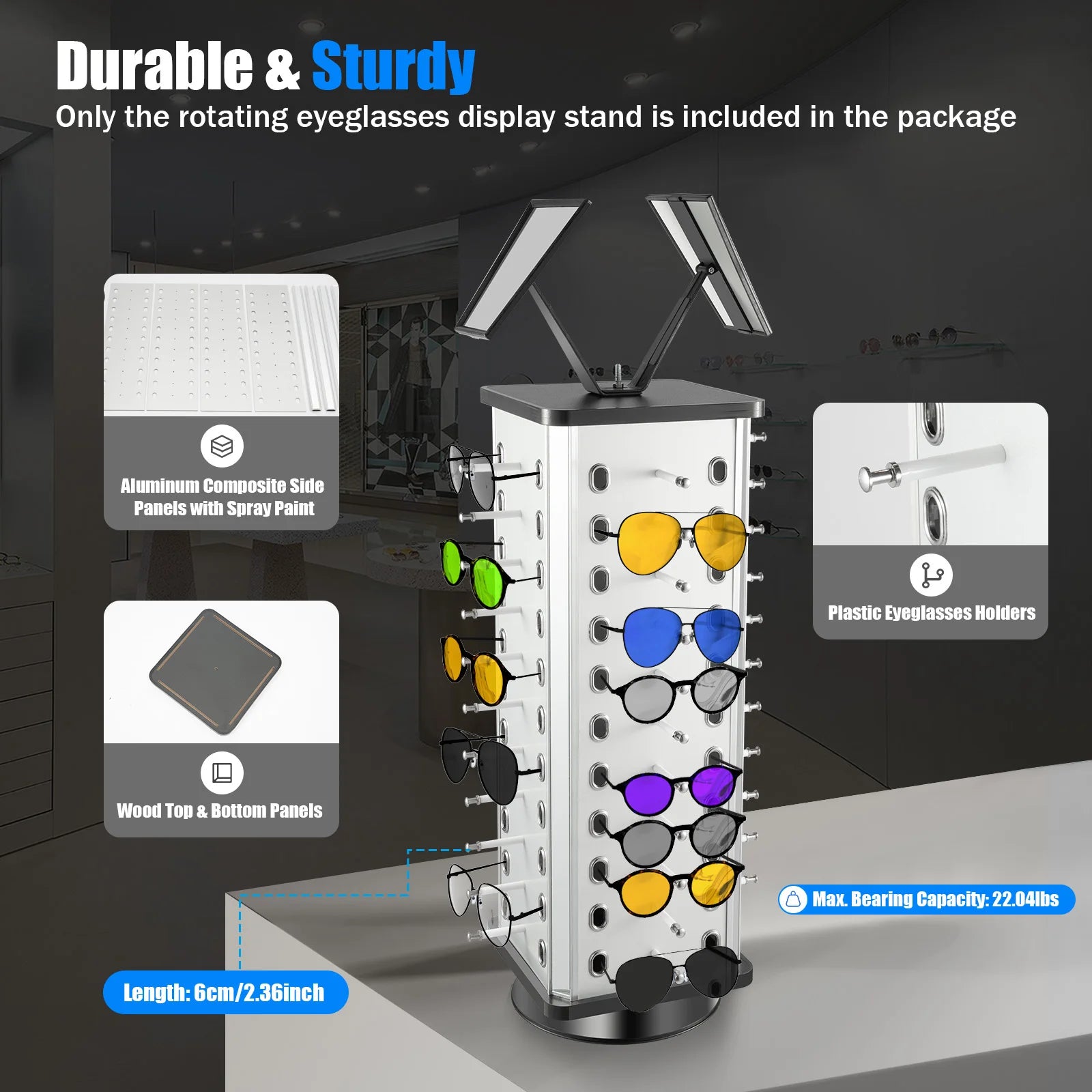 Rotating Sunglasses Display Stand 44 Pairs of Glasses