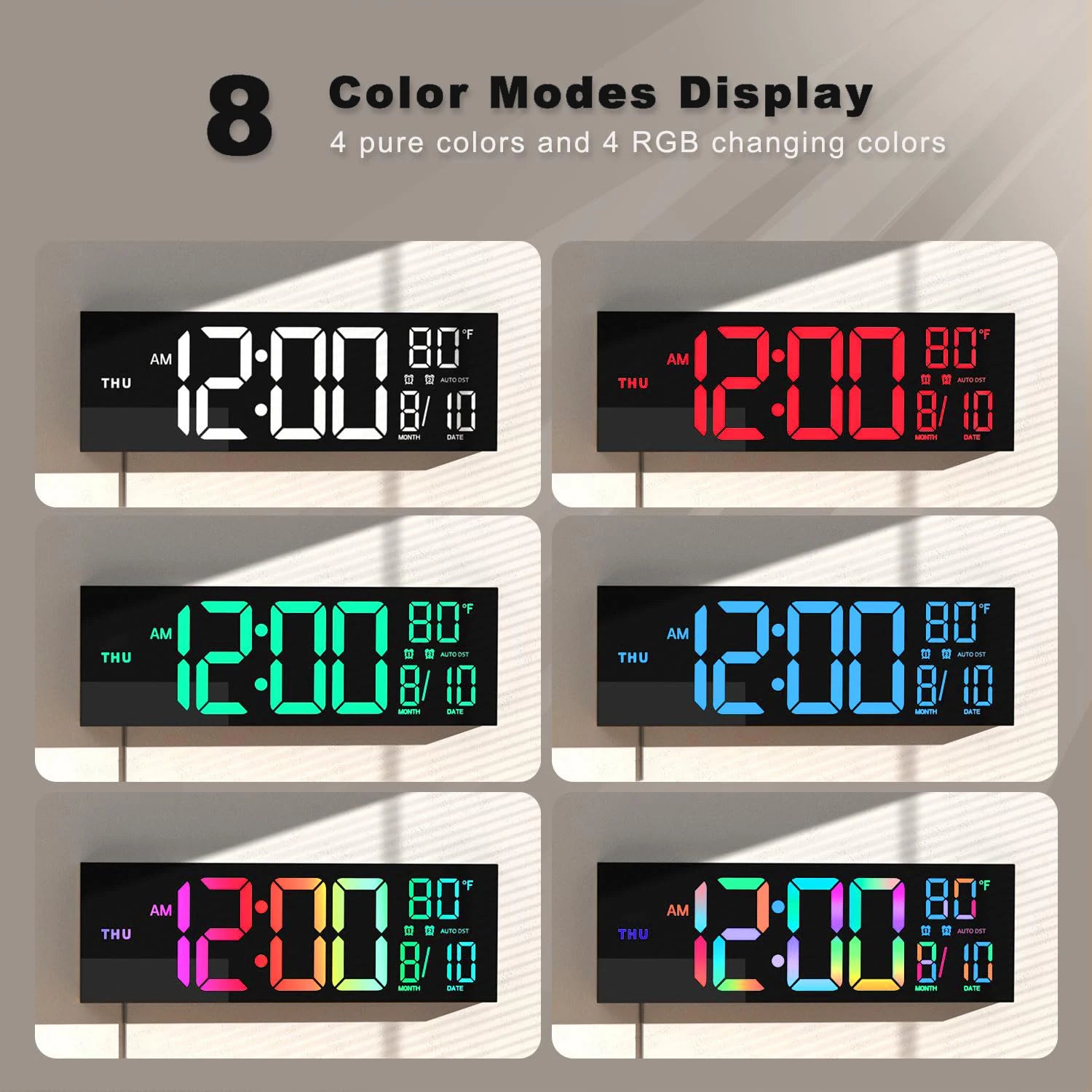 Large Digital Wall Clock, Big LED Display with Remote,Alarm, DST, Temperature for Living Room