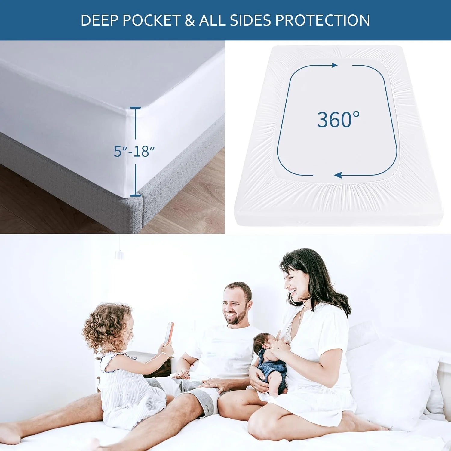 Waterproof Mattress Protector and Fitted Sheets Machine Washable