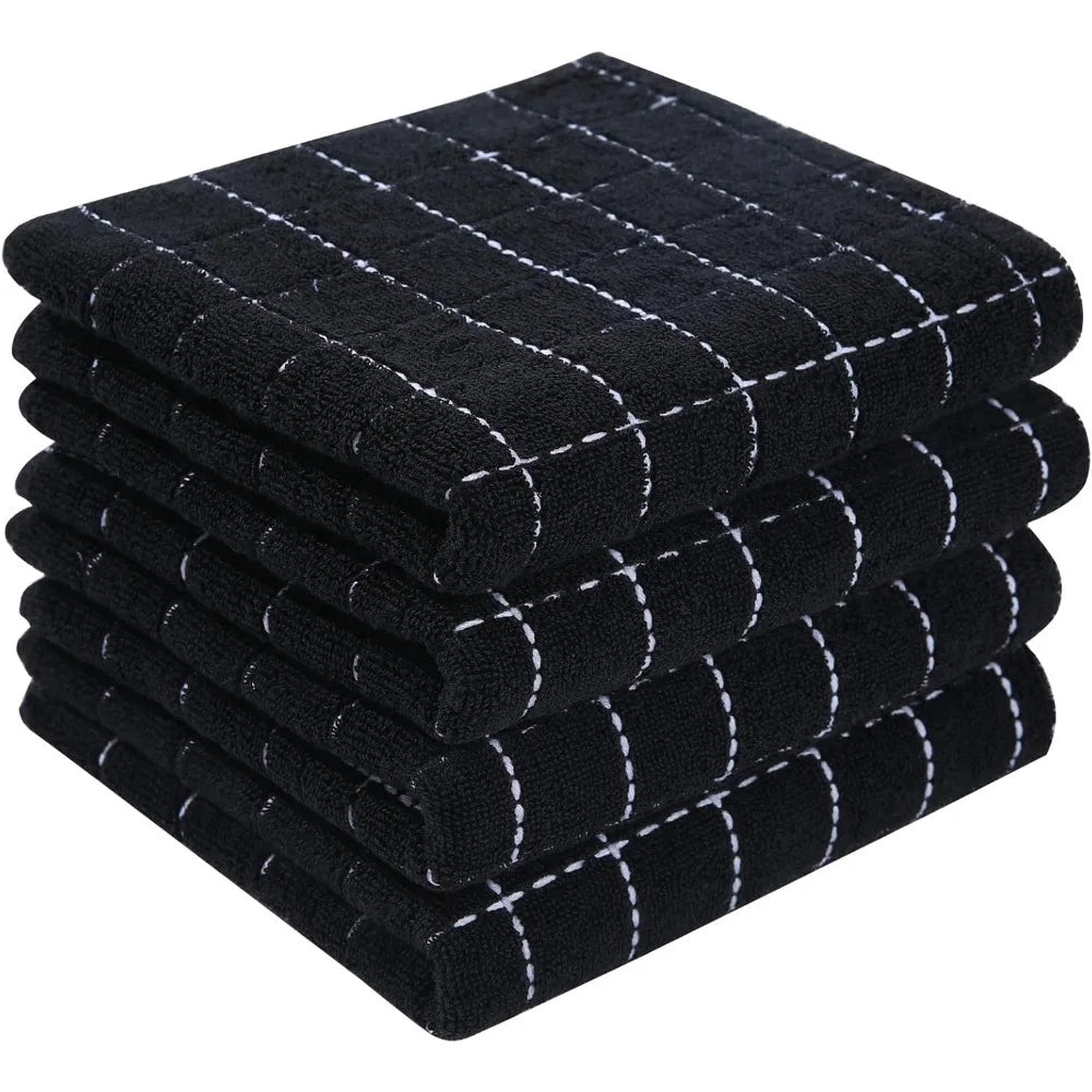 Checkered Designed, Soft and Super Absorbent Dish Towels, 4 Pack