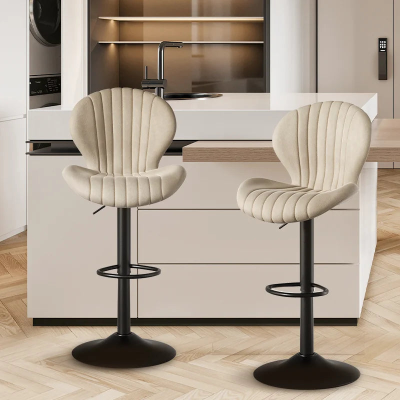 2 Pcs Set Dining Chair Backrest Bar Stools Adjustable Height Rotating Kitchen Home Furniture