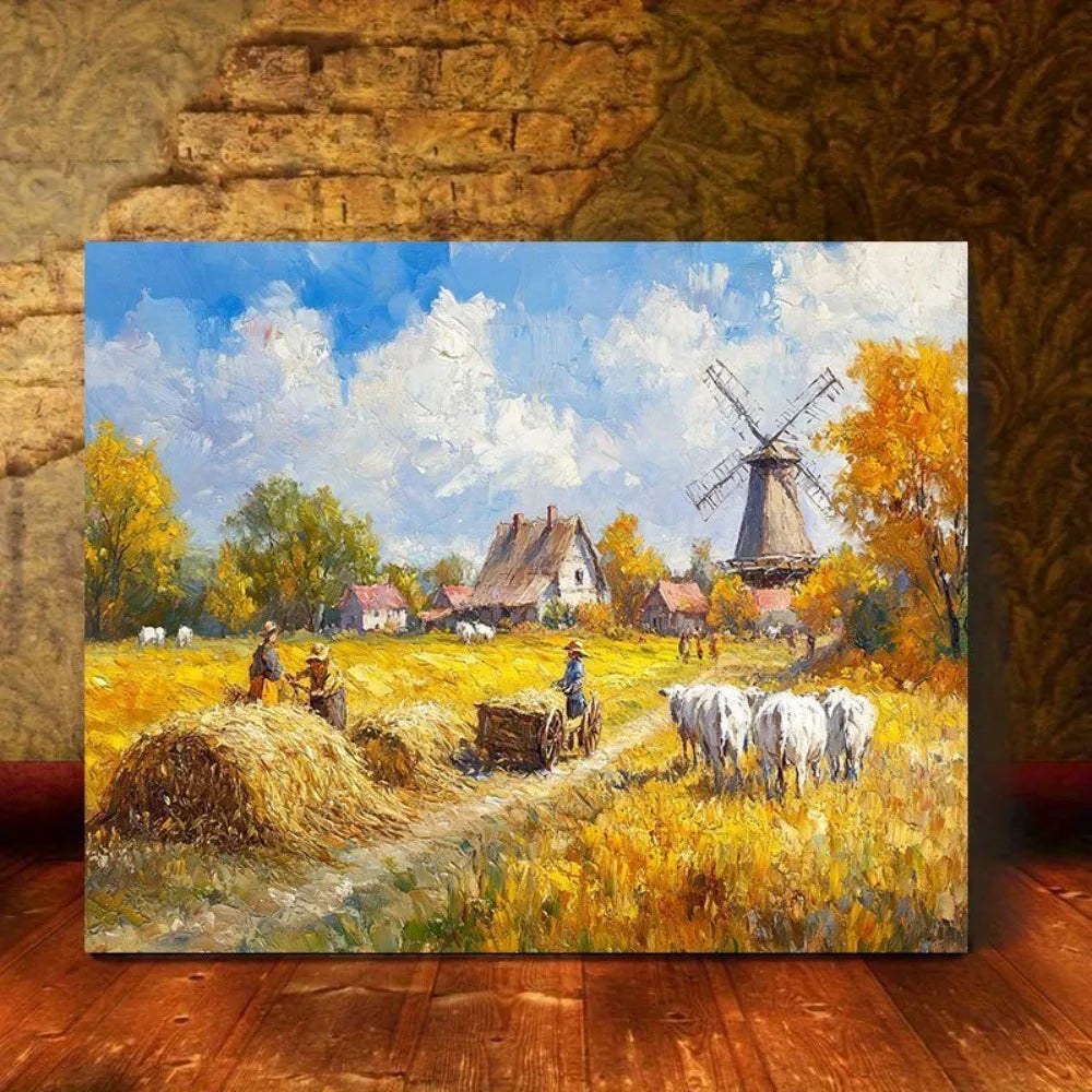 interior Art Deco mural walls decorated farmhouse view