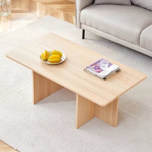 Modern Rectangle Living Room Table, Farmhouse Wood