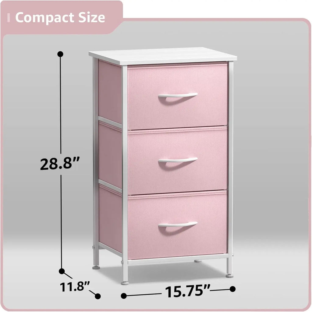 Nightstand with 3 Drawers  Accent End Table Chest for Home