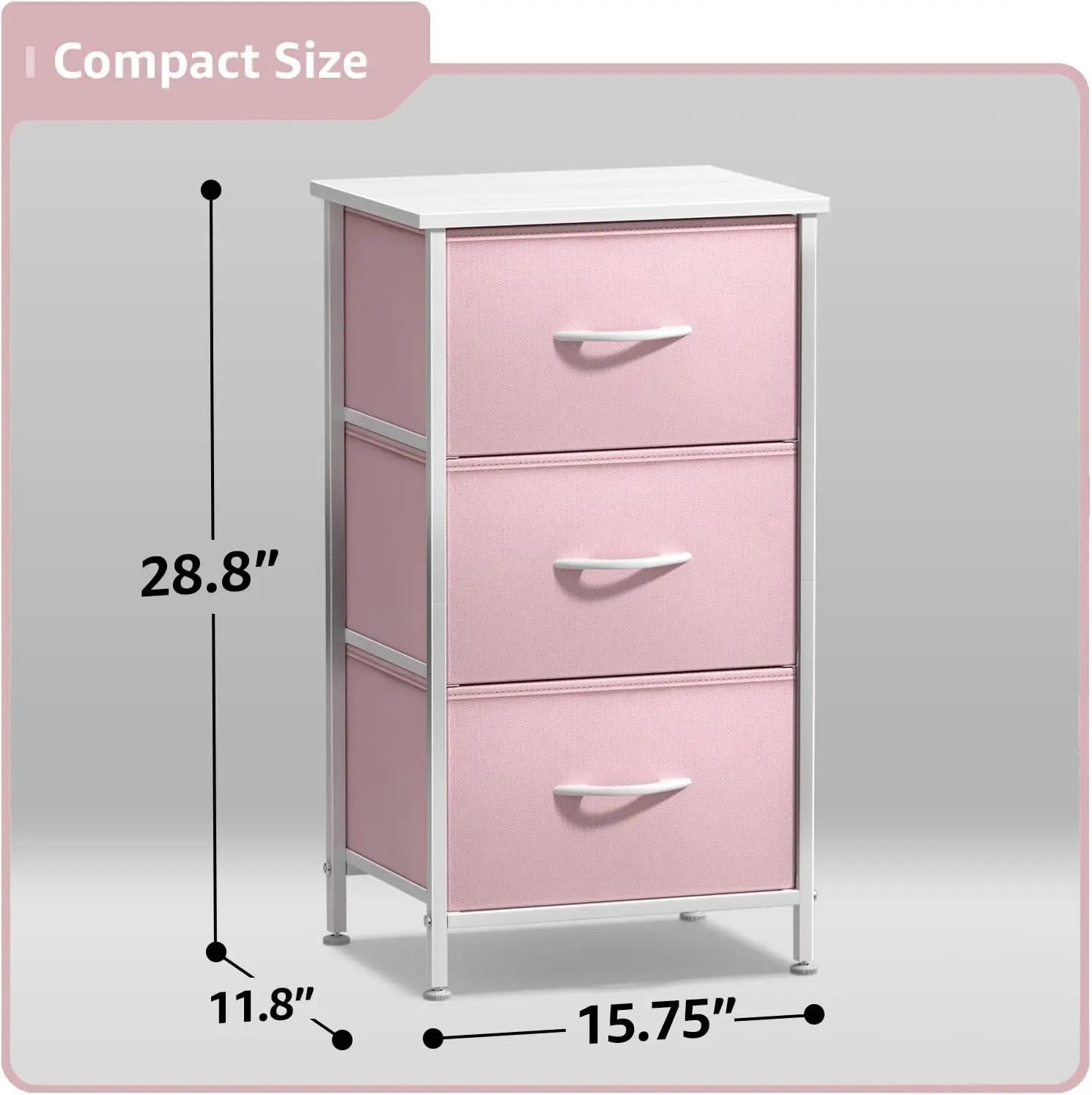 Nightstand with 3 Drawers  Accent End Table Chest for Home