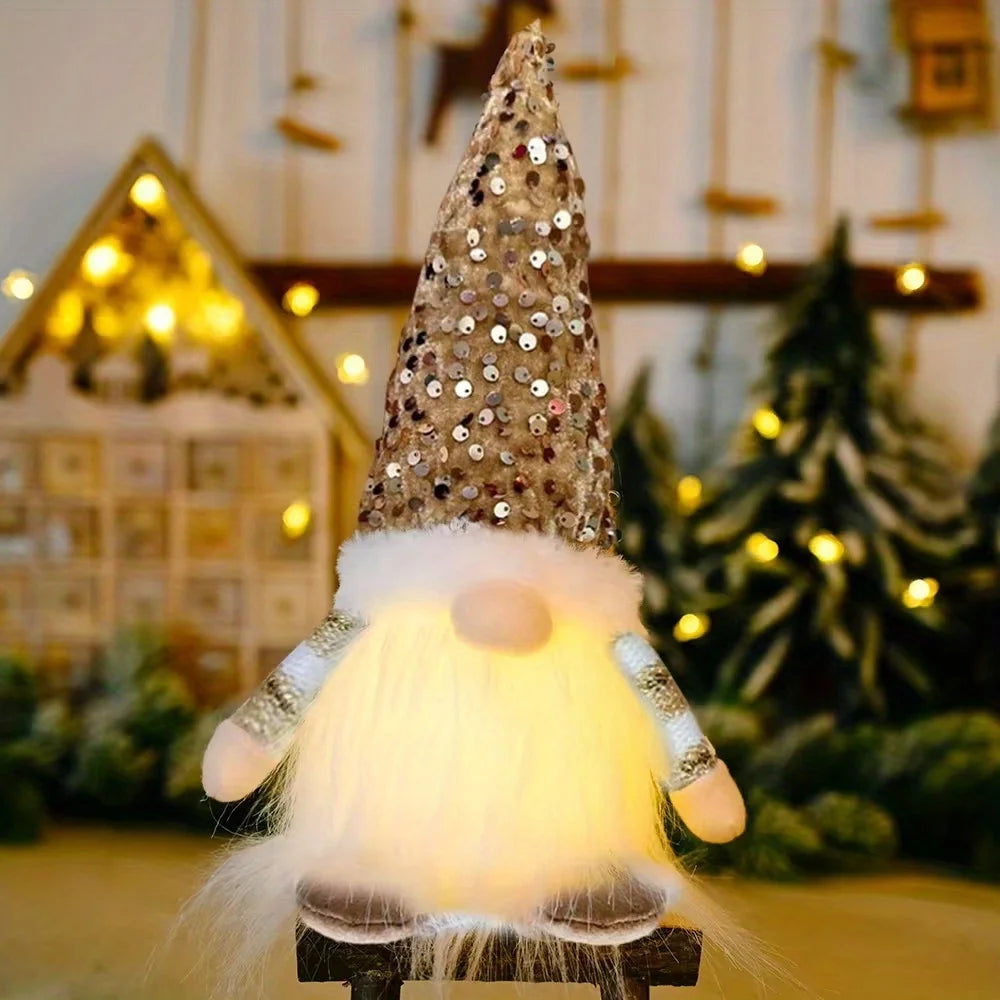 30cm Sequin Christmas Doll Elf Gnome Dolls with Led Light