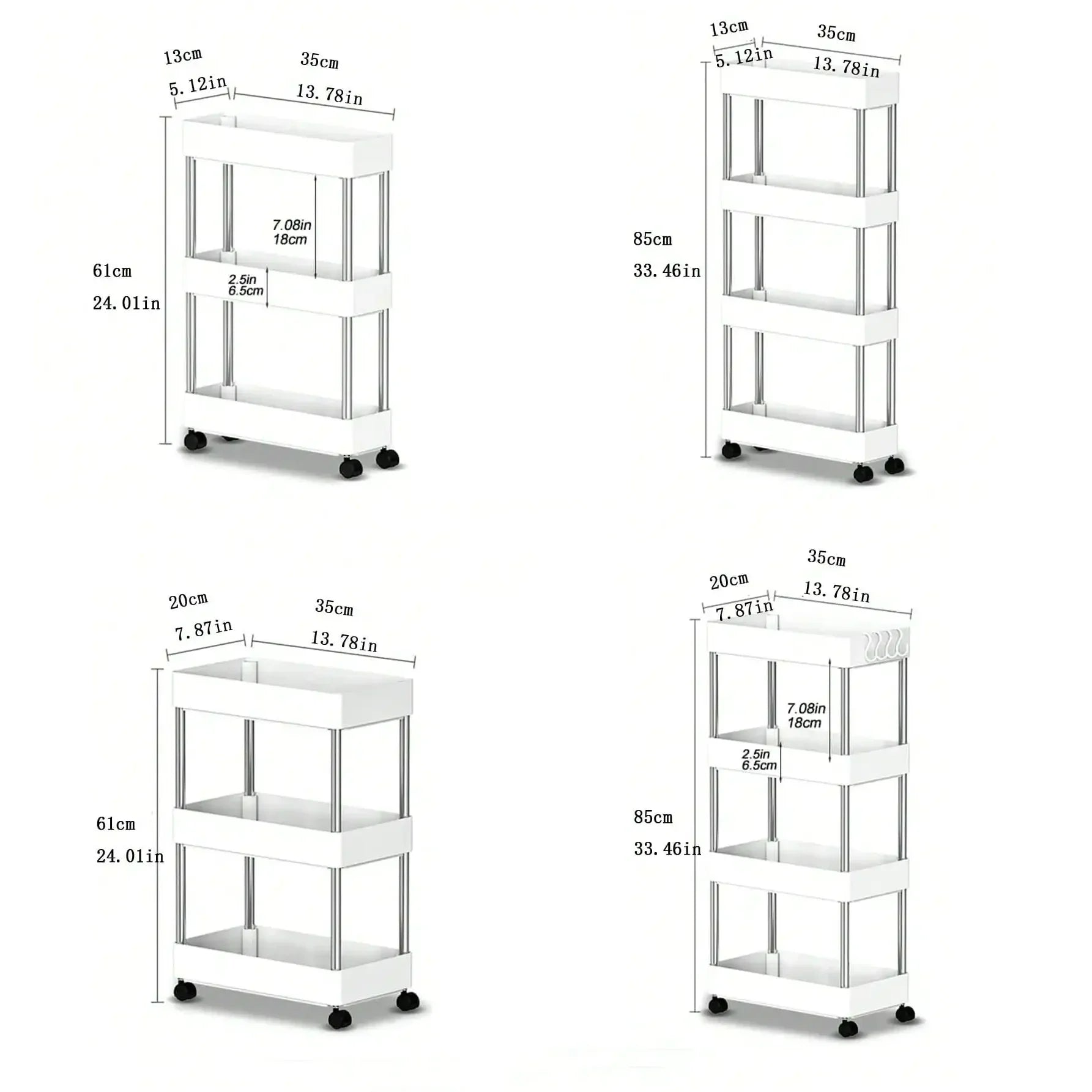 Rolling Utility Cart Storage Shelf  Slide Organizer