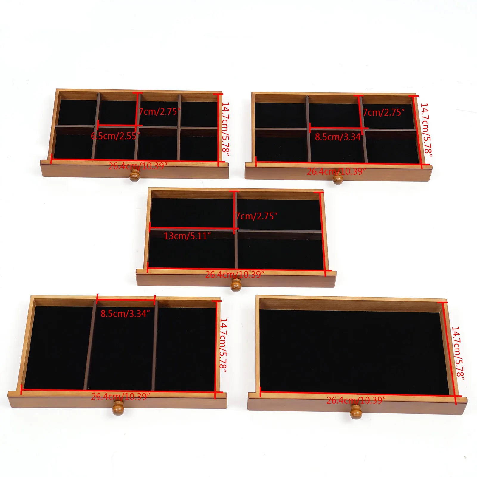 6 Tiers Wooden Jewelry Storage Box Organizer with Mirror and Lock