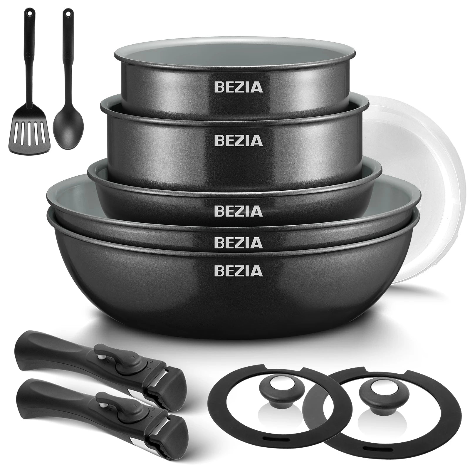 Induction Cookware with Healthy Ceramic Coating, Nonstick Pots and Pans Set