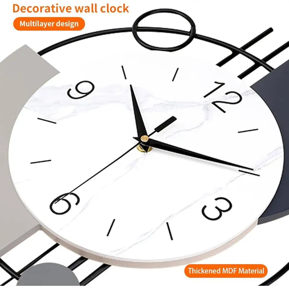Metal Clock Stylish Art Deco Design Battery Operated