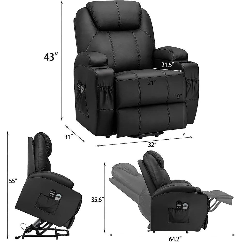 Power Lift Recliner Chair PU Leather with Massage