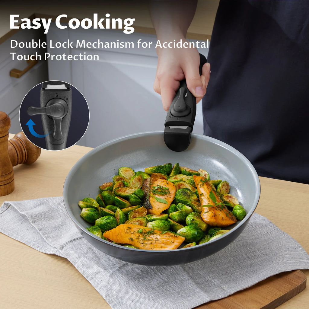 Induction Cookware with Healthy Ceramic Coating, Nonstick Pots and Pans Set