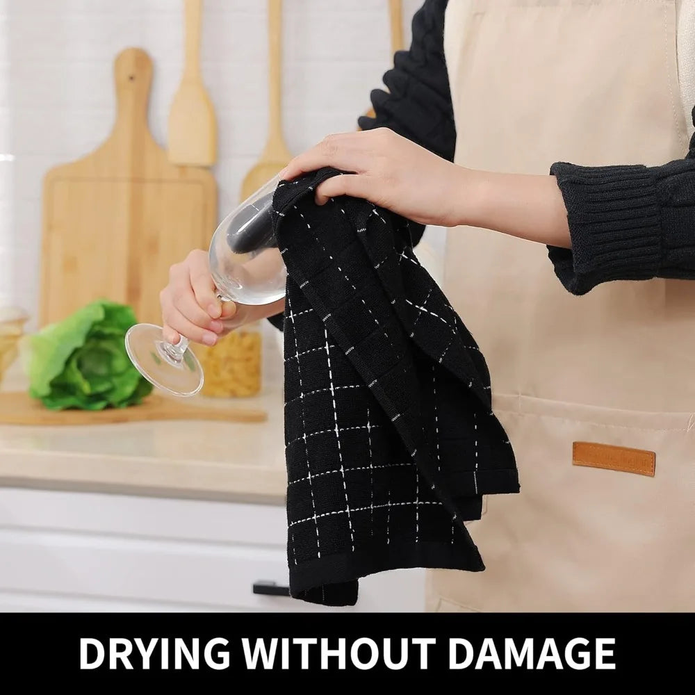 Checkered Designed, Soft and Super Absorbent Dish Towels, 4 Pack