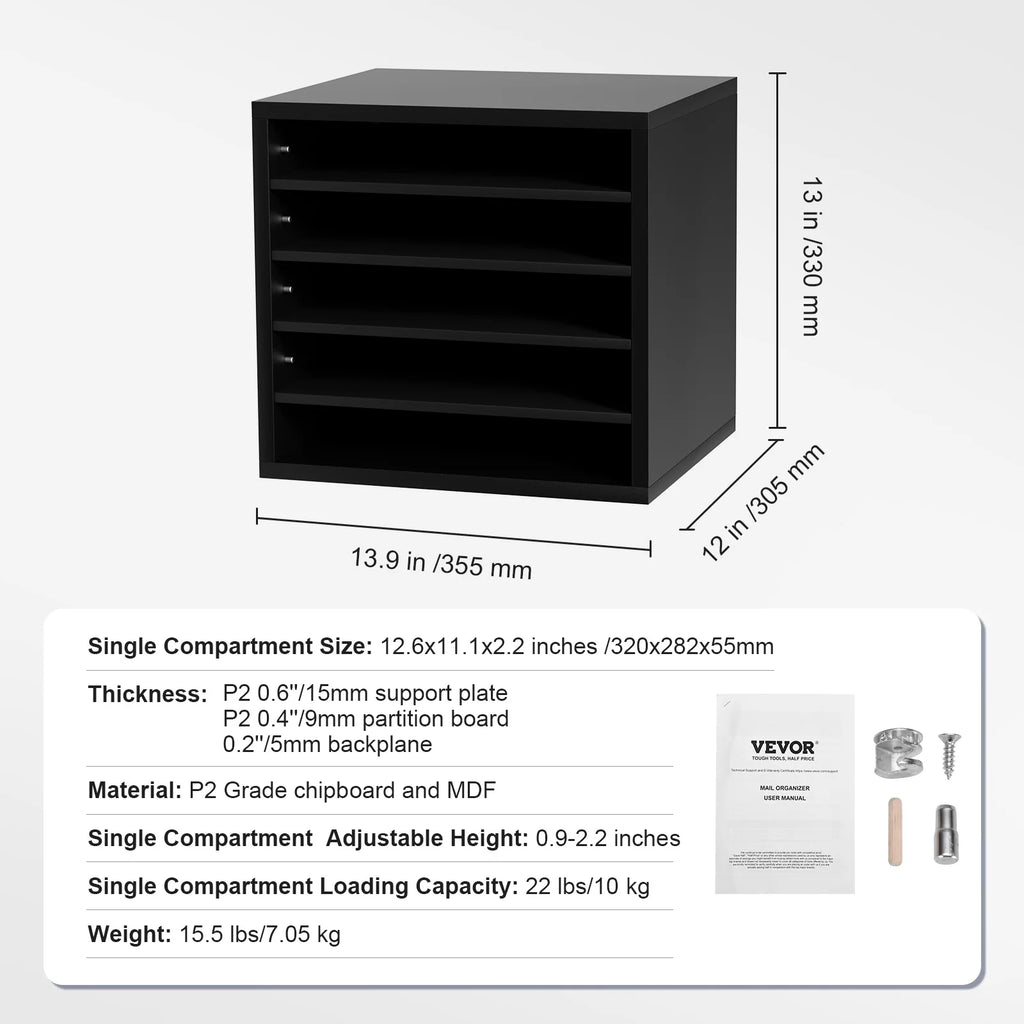 Literature Organizers 5/12/24/36 Compartments Office Mailbox w/ Adjustable Shelves