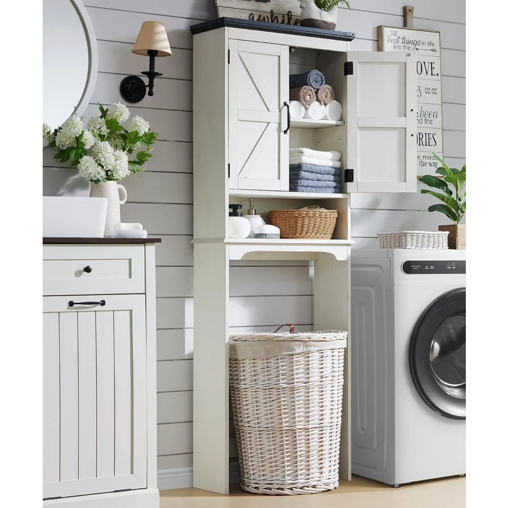 Farmhouse Bathroom Cabinet with Adjustable Shelf & Barn Door,