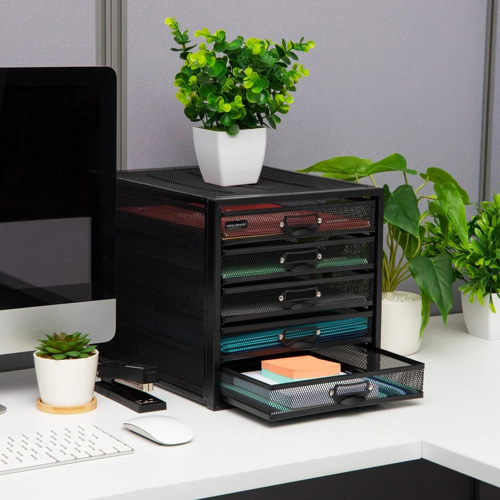 5 Drawer File Storage Organizer Efficient Workspace Accessory